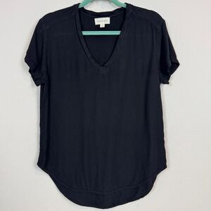 Cloth & Stone Black V-neck Rayon T-shirt S